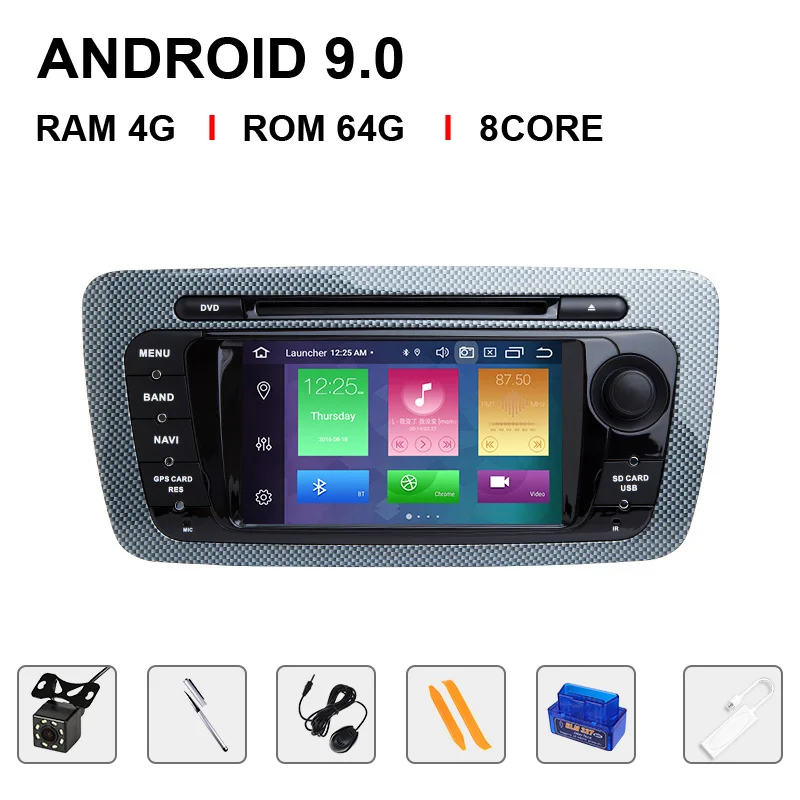 Ips DSP 64 Гб 2 Din Android 9 автомобильный радиоприемник мультимедиа для Seat Ibiza 6J MK4 SportCoupe Ecomotive Cupra 2009-2013 навигатор с GPS, DVD - Цвет: 64ROM Carplay OBDCam