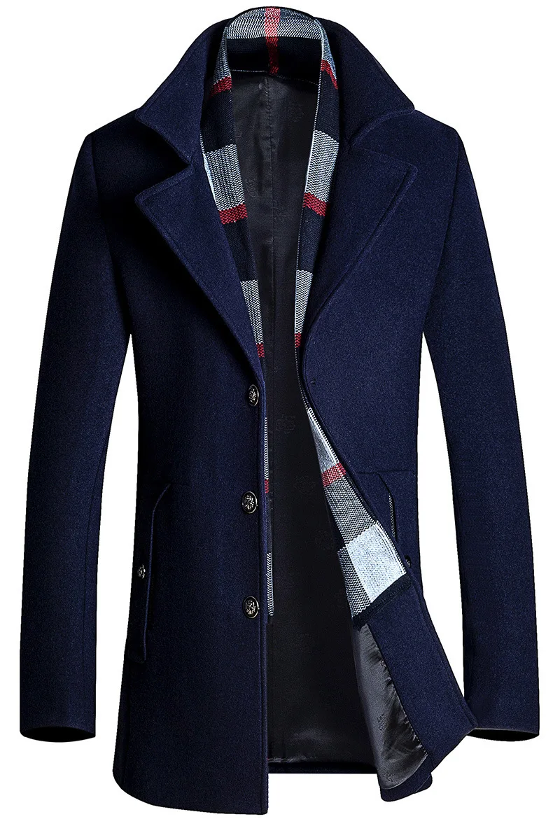 

NEW Men Wool top Coat Winter Warm fashion Trench Slim Fit Solid Breasted Peacoat parka dropshipping Casual Reefer Jackets