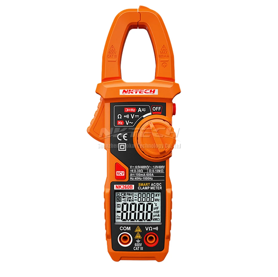 NKTECH NK260B цифровой клещи Смарт авто Диапазон AC DC Напряжение Ток Сопротивление Частота Авто распознавание в/Ом/а 6000 отсчетов
