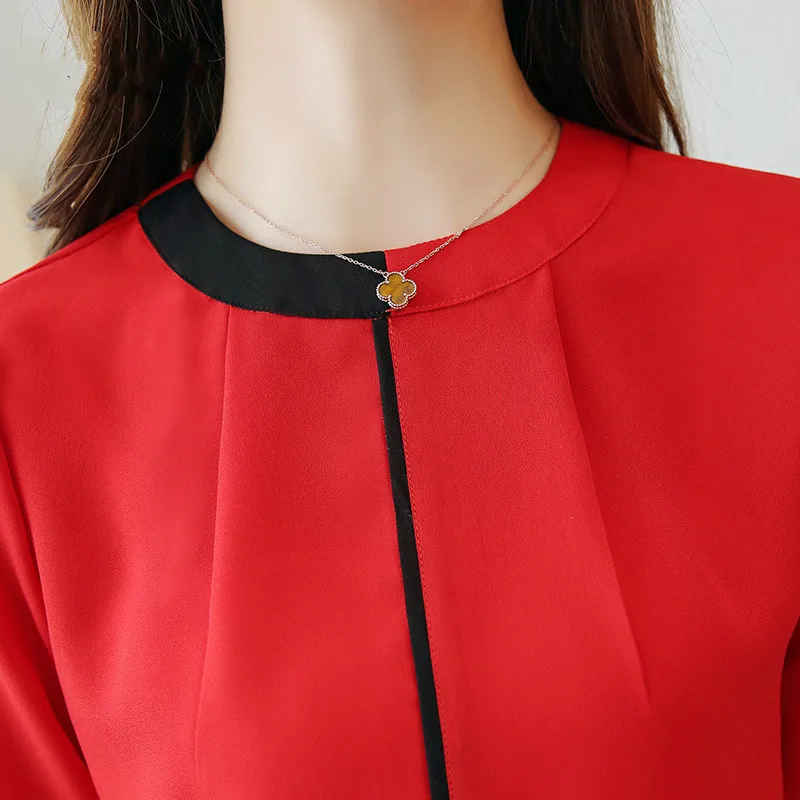 

2021 Spring Autumn Elegant Slim Long Sleeve Chiffon Blouse Office Lady Shirt Women Shirts Top Femal Blusas Blouse Shirt A91 30