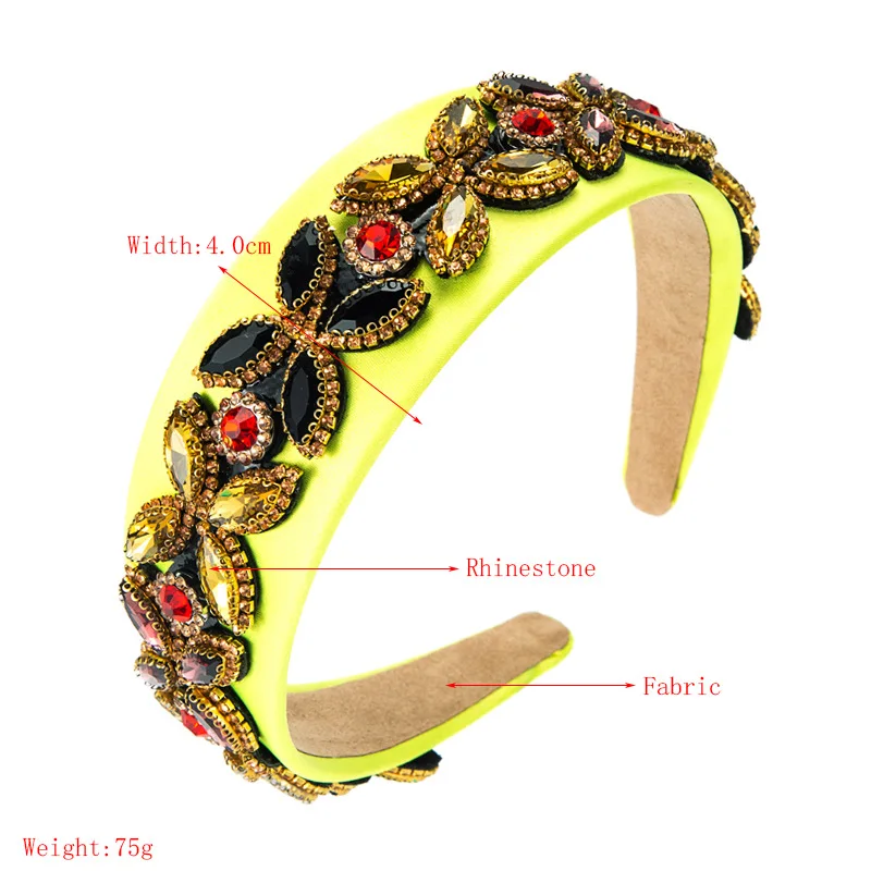 Ободок для волос Женский тканевый в стиле барокко со стразами цветные стразы |