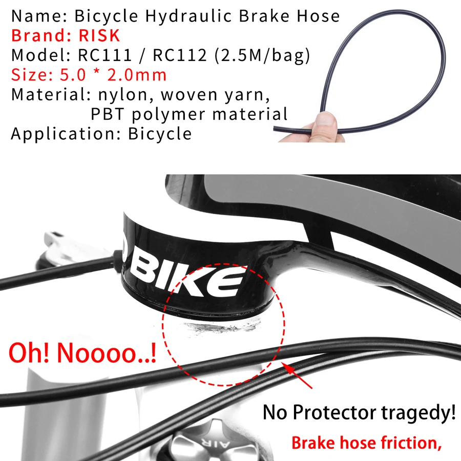 Шланг дисковый для горного велосипеда 5 мм с нейлоновой оплеткой 1/2 м|Кабели и