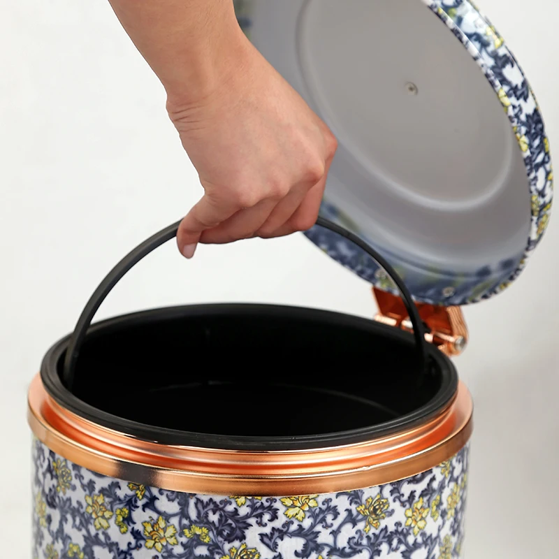 Сине-белые фарфоровые мусорные банки в китайском стиле 6 л/10 л кухонные и офисные