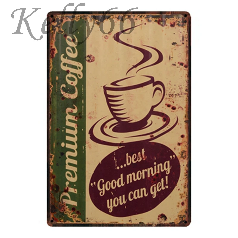 Премиум Кофейня [Kelly66] старинный чай металлический знак оловянный плакат
