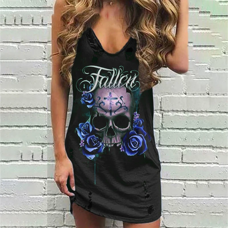 Женское повседневное мини платье без рукавов свободное большого размера с V