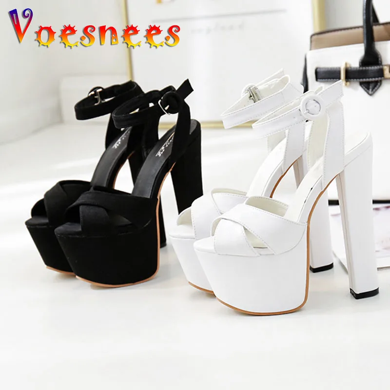 

Женские летние туфли на толстом каблуке 17 см