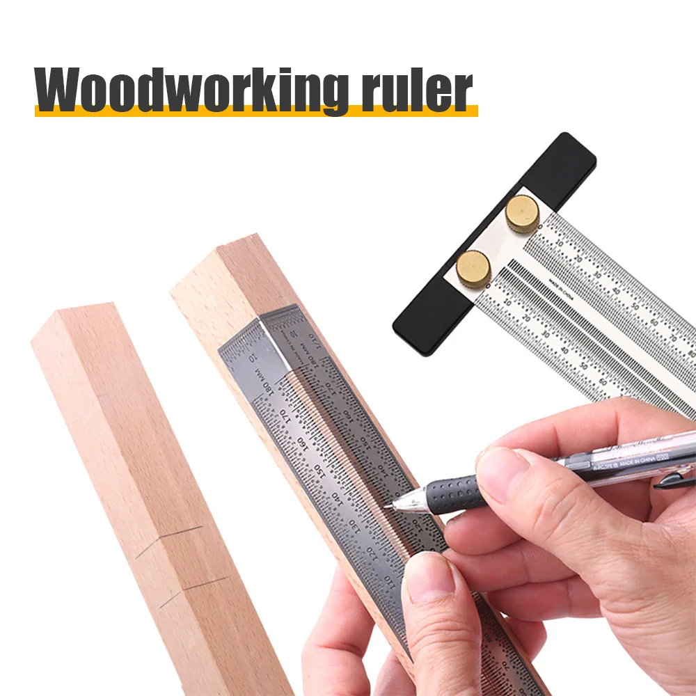 

Woodworking Scribe 180-400mm T-Type Ruler Hole Scribing Ruler Drawing Marking Gauge Crossed-Out Measuring Woodworking Tools