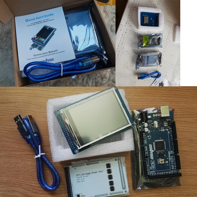 3," TFT lcd сенсорный+ 3,2 дюймовый щит Мега щит+ для Mega2560 R3 с Usb кабелем для Arduino