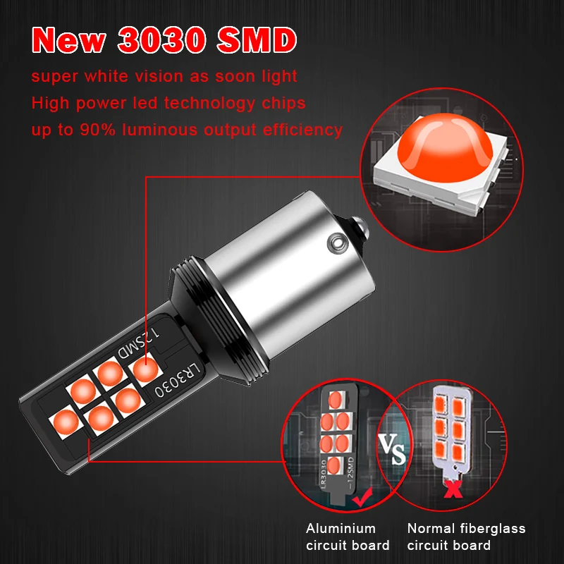 2 шт. S25 1156 1157 универсальные светодиодный лампы 3030 12SMD 12 в автомобильный сигнал