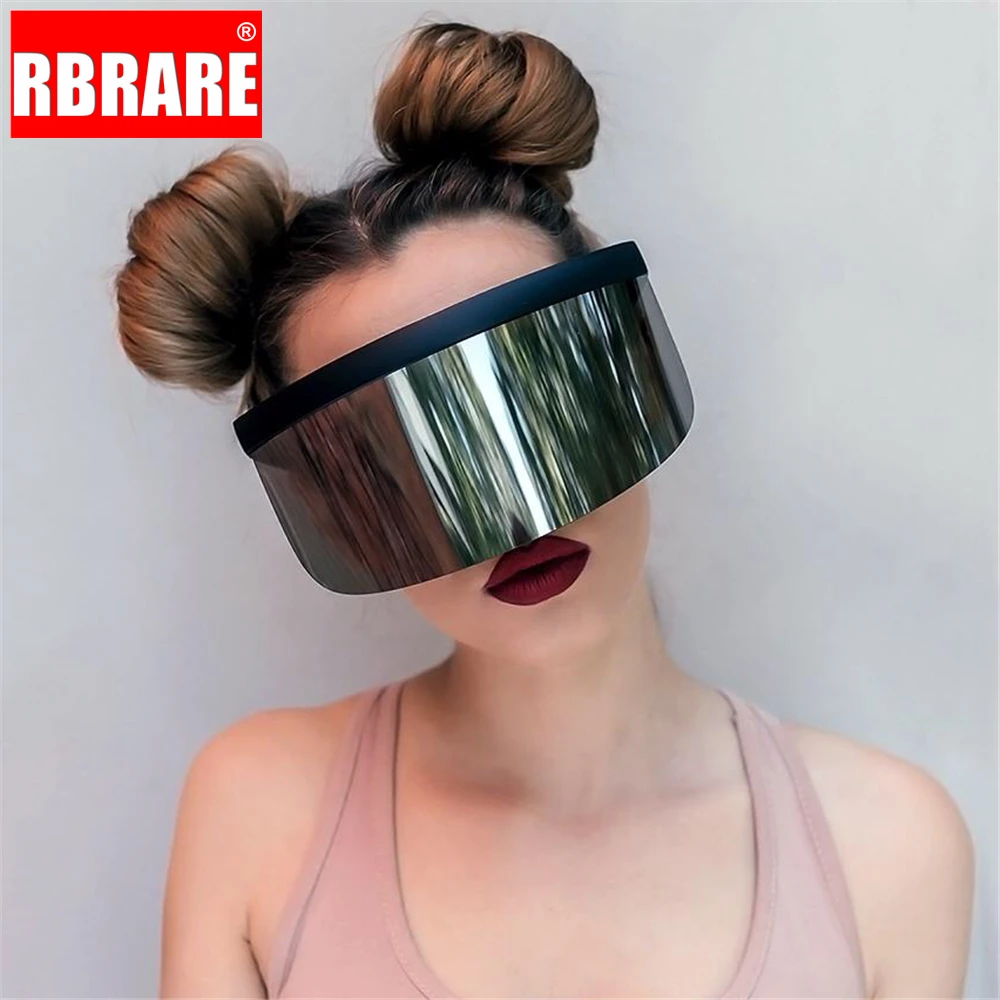 RBRARE солнцезащитных очков с козырьком, зеркальные очки с большой коробкой, защищающие от подзорья, персонализированные маски, солнцезащитные очки, трендовые оттенки, Веселый солнцезащитный крем
