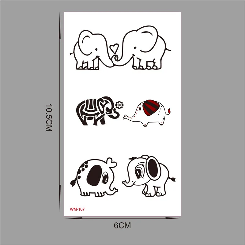 3 пары цветных милых стикеров слонов модные водонепроницаемые временные тату