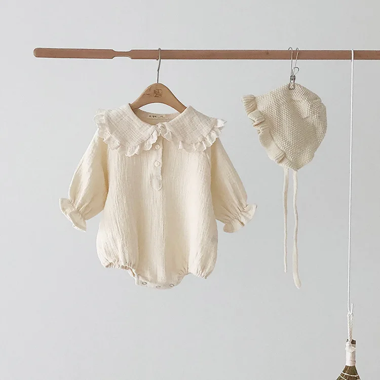 Baby Autumn Winter Clothing Infant Newborn Baby Girls Bodysuit Cotton Clothes Outfit Ruffle Collar Baby Jumpsuit Playsuit