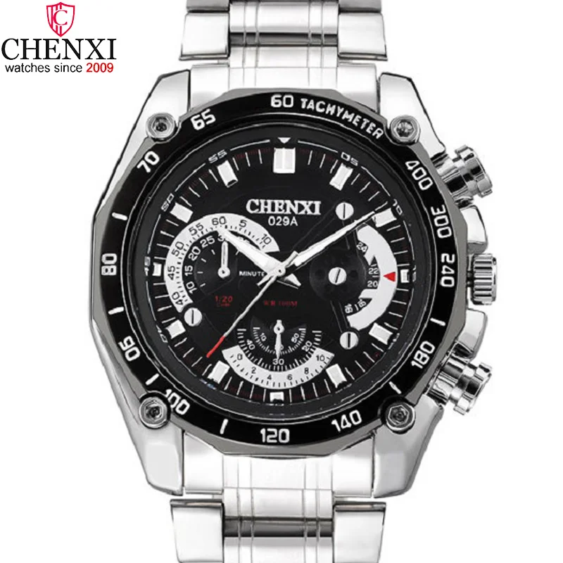 Мужские наручные часы CHENXI стильные водонепроницаемые кварцевые из нержавеющей стали с большим