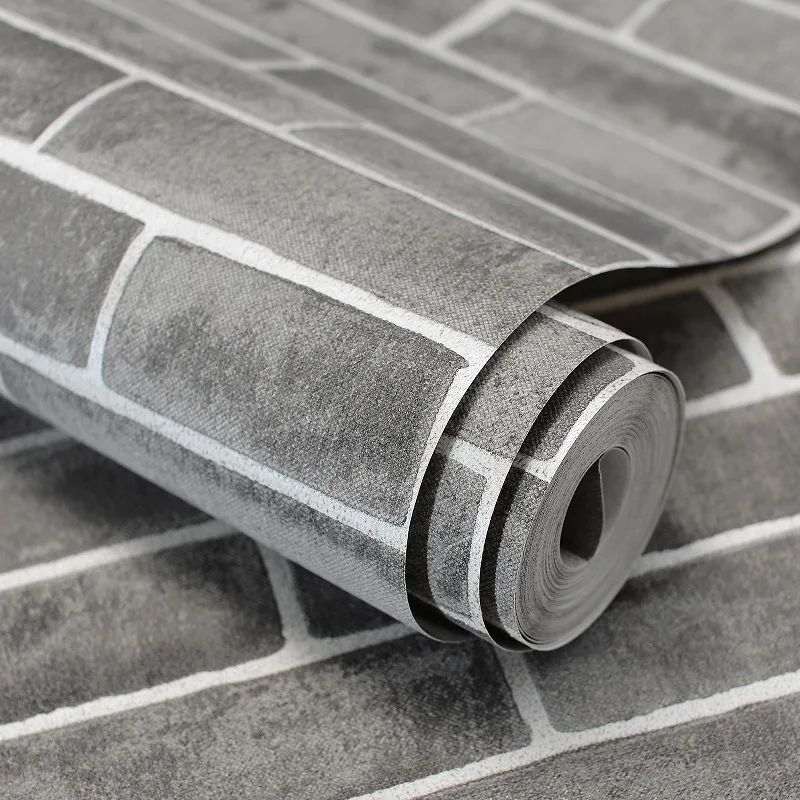 

Grey Modern Vintage Textured Brick Wall Paper Wallpaper Roll Bedroom Living Room Home Decoration, Orange,White,Blue