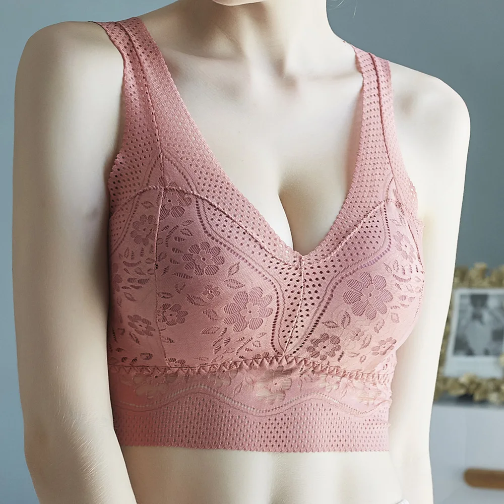 

Breathable Push Up Wireless Bras For Women Sexy Lingerie Floral Lace Seamless Bralette Comfortable Fitness Tops Brassiere Bra
