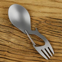 pure titanium multi functional fork spoon with bottle opener outdoor camping cutlery outdoor cookware camping equipment