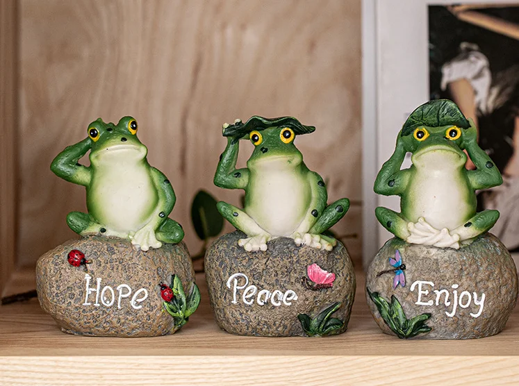 

Resin Peace Hope Enjoy Green Frogs Figurine Decorative Frogs Statue For Gift Home Office Desk Garden Decor Ornament