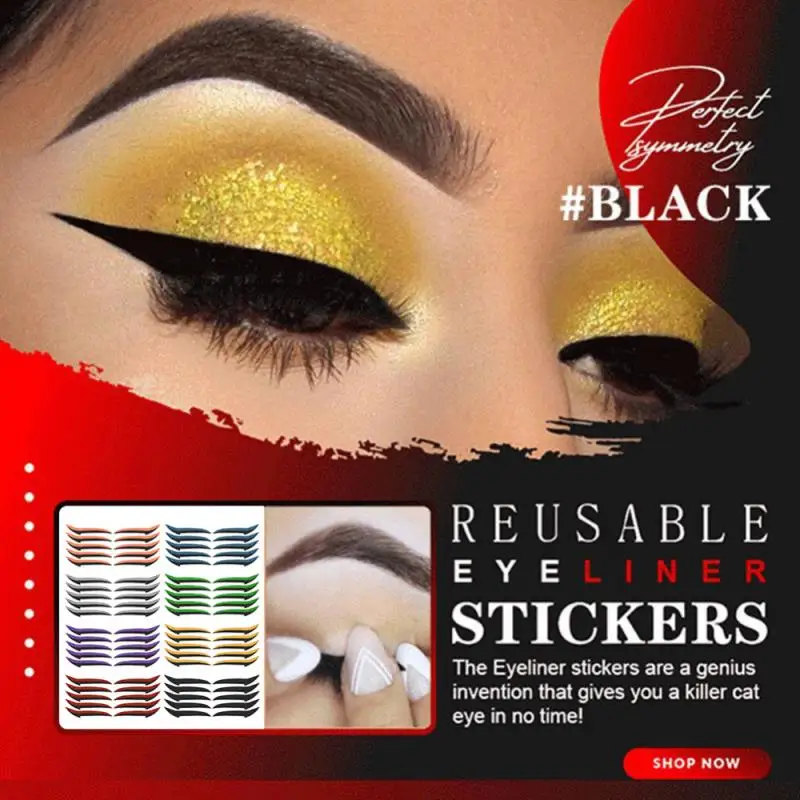 

Double Eyelid Glitter Silver Eyeliner Stickers Create Cat's Eye Reusable Professional Makeup Tools Cosmetic Smoky Makeup