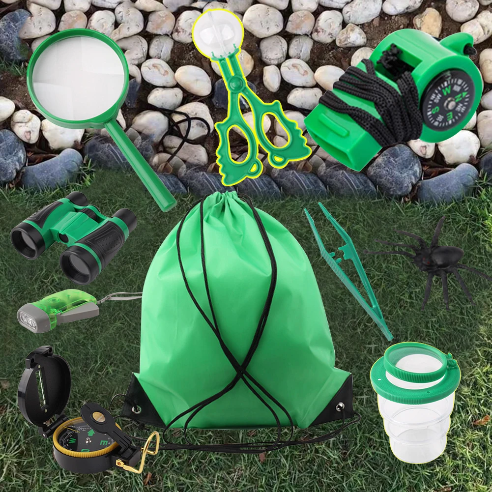 

10pcs Gift Educational Kit Kids Toy With Binoculars Outdoor Explorer Set Adventure Flashlight Funny Camping Hiking Insect Viewer