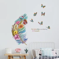 new cartoon color feather butterfly childrens bedroom porch wall beautification decoration wall sticker