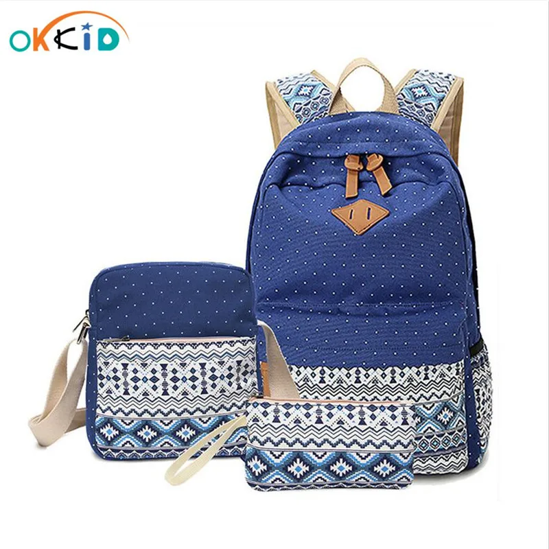 OKKID винтажные школьные сумки для Детская сумка для девочек холст школьный рюкзак женский рюкзак через плечо сумки Канцтовары Ручка Каранда...