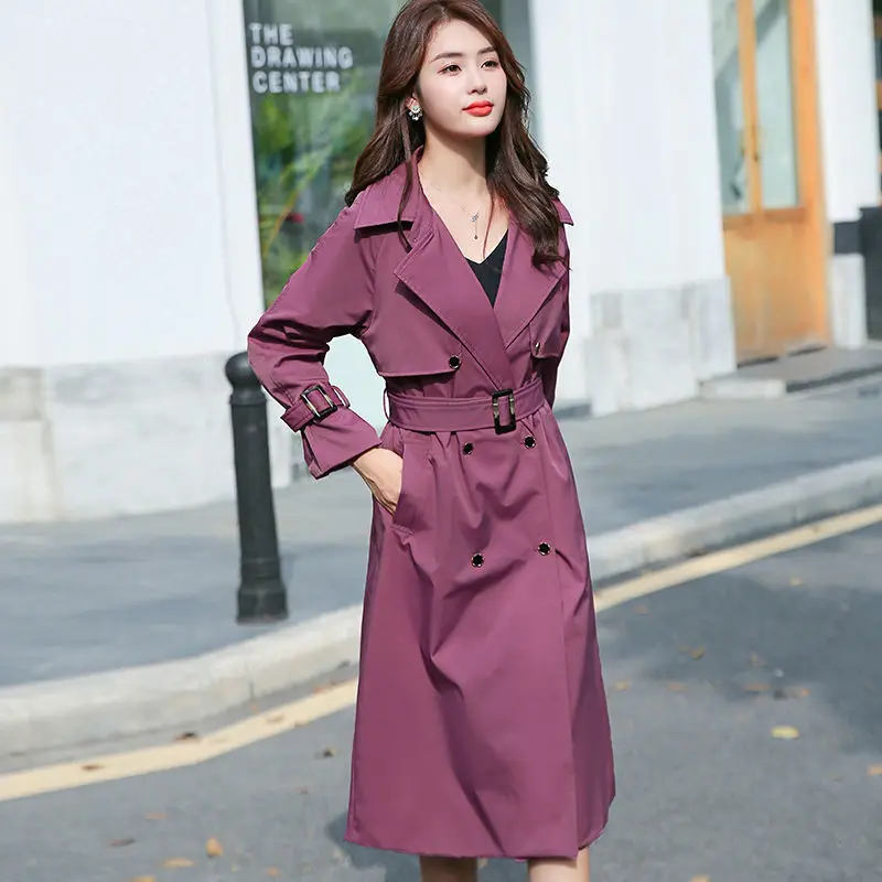 

Brand New Spring Autumn Long Women Trench Coat Double Breasted Belted Cloak Slim Casual Coat Lady Outerwear Fashion Windbreaker