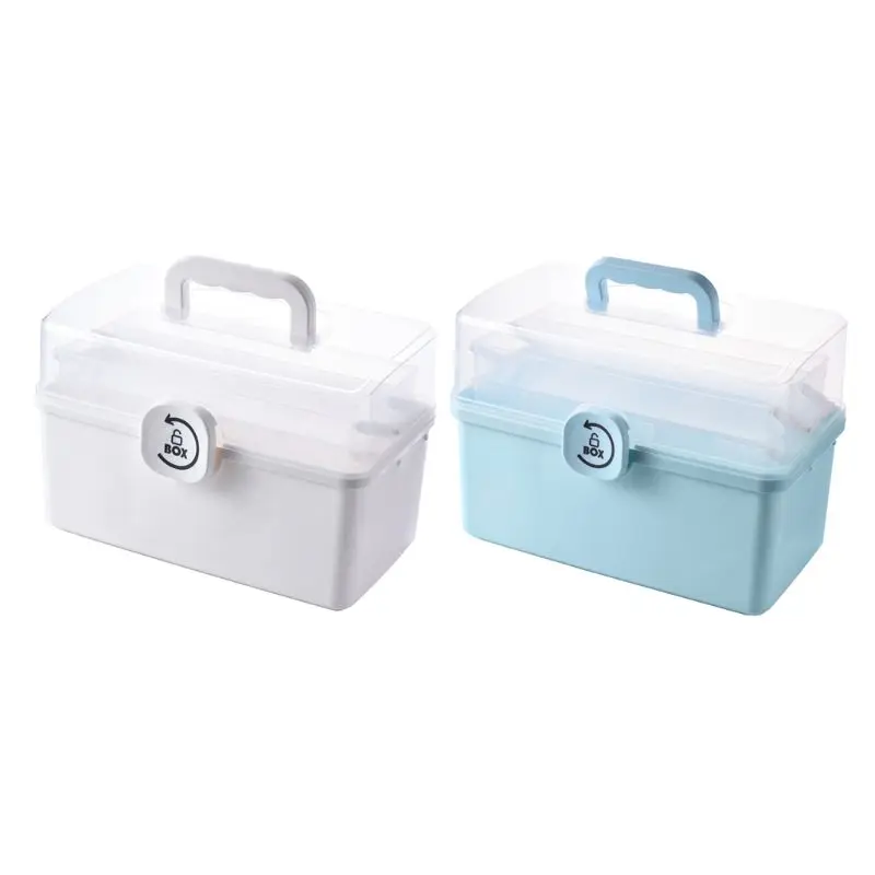 

Home Large Capacity Medicine Pharmacy Box 3 Level Multifunctional Storage Case with Carry Handle Portable First Aid Case Outdoor