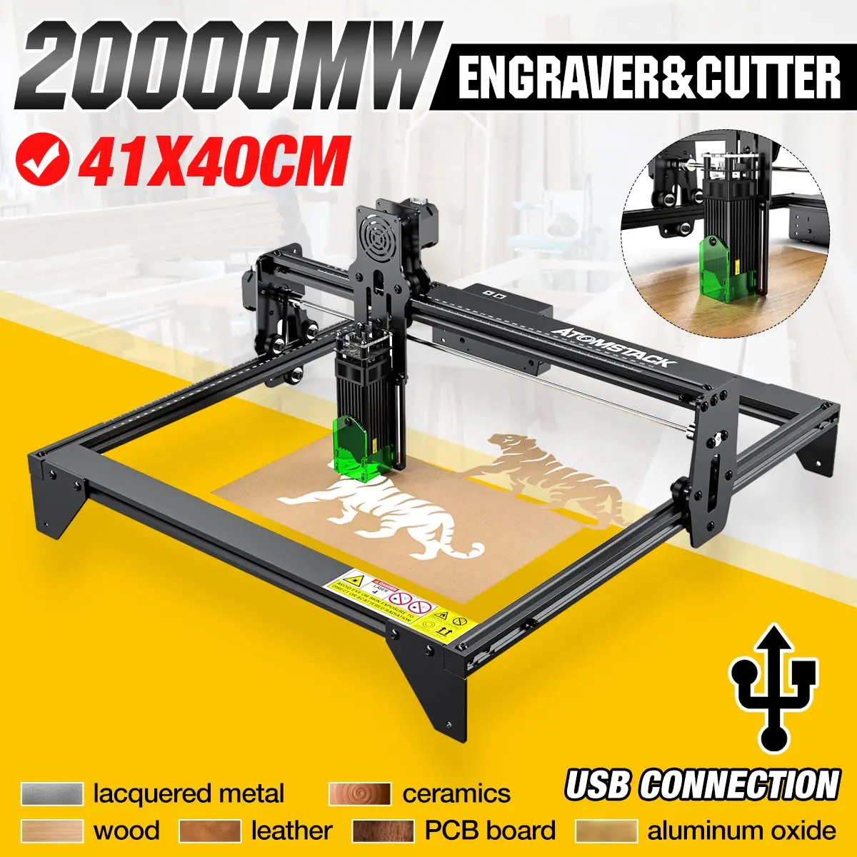 

A5 20W Laser Engraver CNC 410*400mm Carving Area DIY Engraving Cutting Machine Fixed-focus Laser Precise Scale Lines