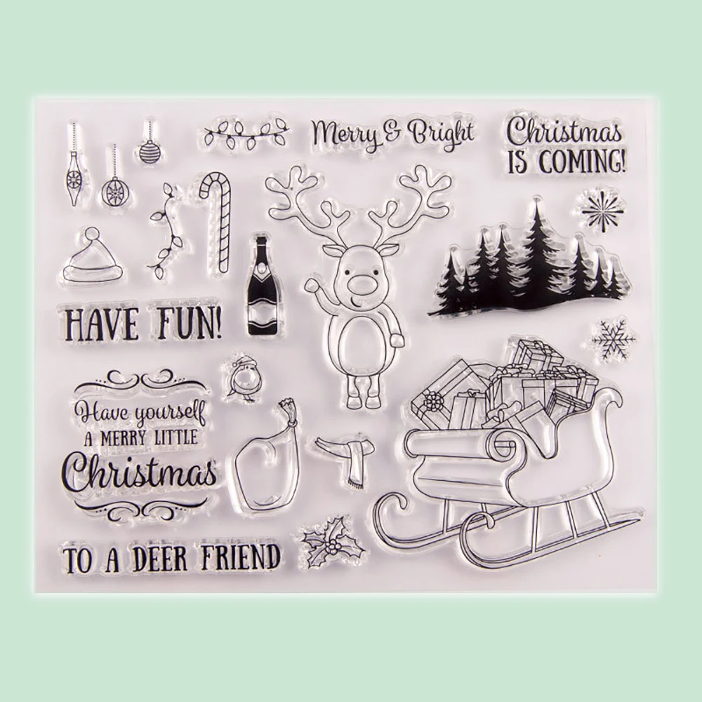DIY олень ясный штамп Рождество прозрачный силиконовый печать лист для