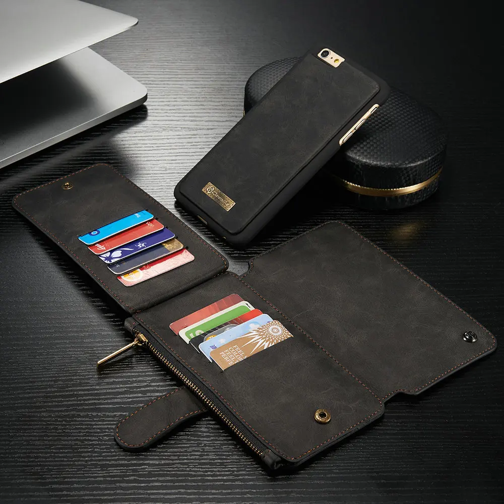 Роскошные Slim Fit Премиум кожаный чехол для IPhone6Plus 2 в 1 кошелек Чехол кобура