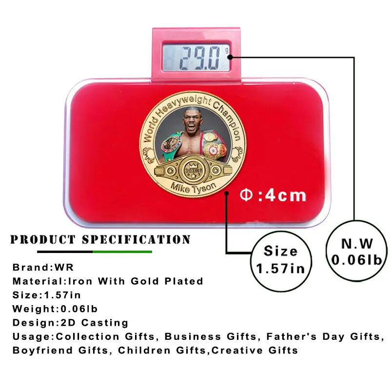 Boxing King Gold Plated Commemorative Coin World Heavyweight Champion Collectibles Sports Challenge Medal Gift Idea for Him | Дом и сад