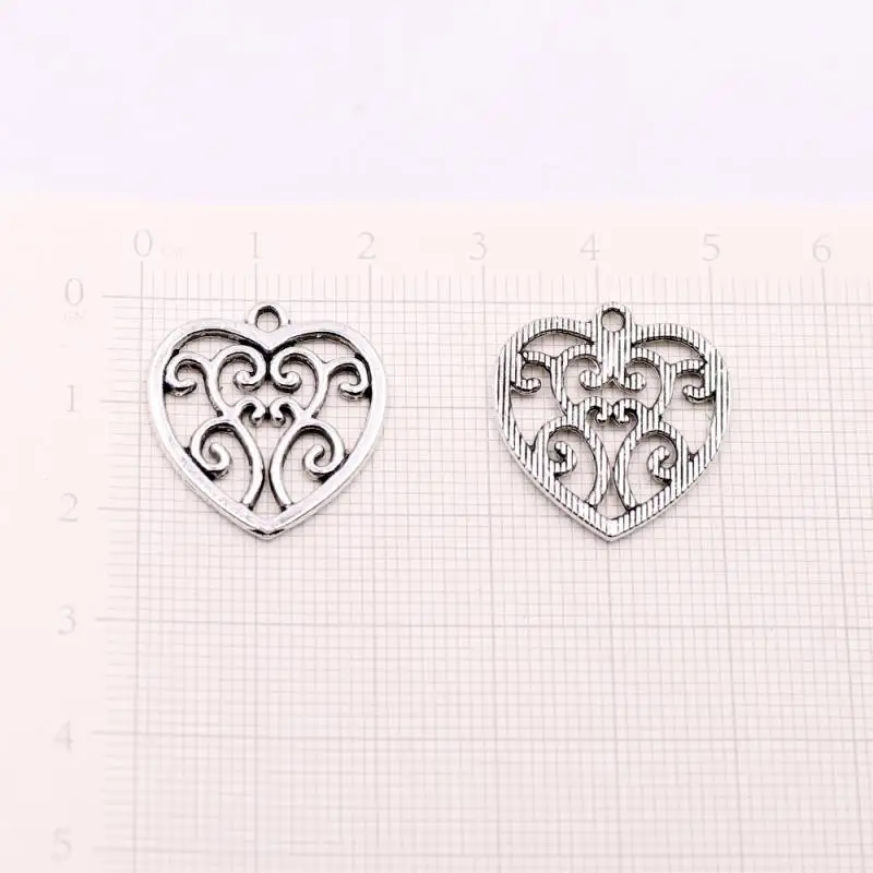 10 шт. 30 тибетский серебристый металлический Подвески в виде цветов сердечек