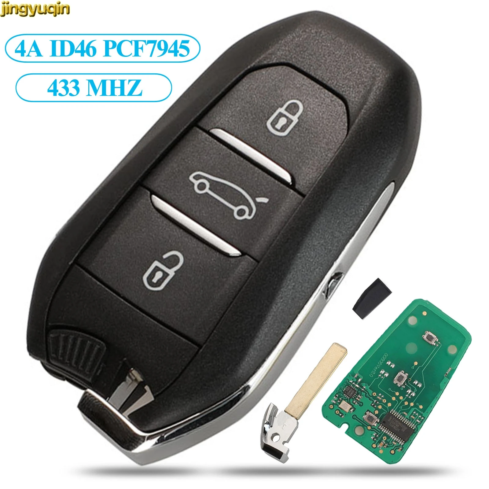 Jingyuqin дистанционного ключа Управление 433 МГц HU83 ID46 HITAG2 для peugeot 208 308 508 3008 5008 Citroen C4