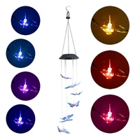 solar powered wind chimes colorful led butterfly rgb wind spinner garden decor hanging light for balcony patio yard decoration