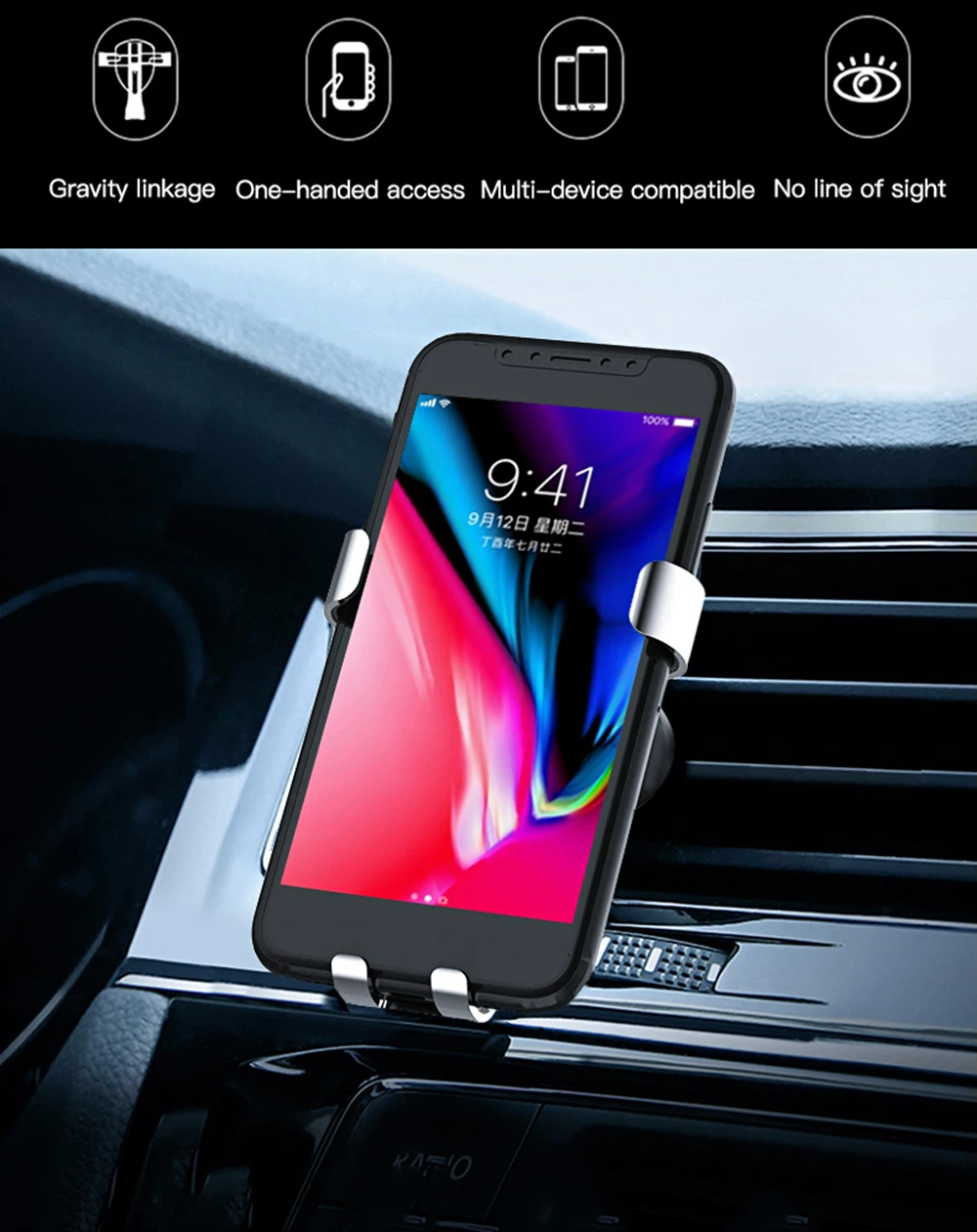 Универсальный автомобильный держатель для телефона для iPhone samsung huawei автомобильное крепление сотового телефона с вентиляционным отверстием металлический гравитационный держатель мобильного телефона Z2
