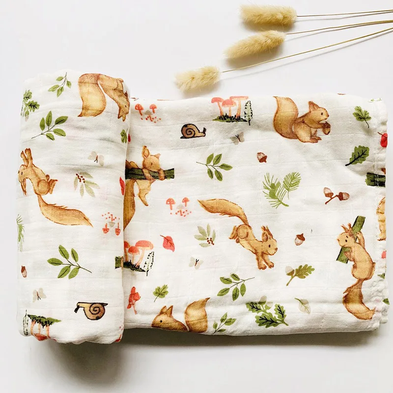 

Muslin Two layer Bamboo+cotton Camel lion elephant animal pattern Baby wrap muslin swaddle Newborn Blankets