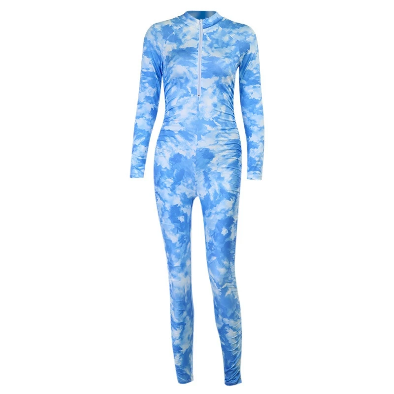 

Women Tie Dye Jumpsuit Long Pants Long Sleeve Romper Bodysuit Short Romper