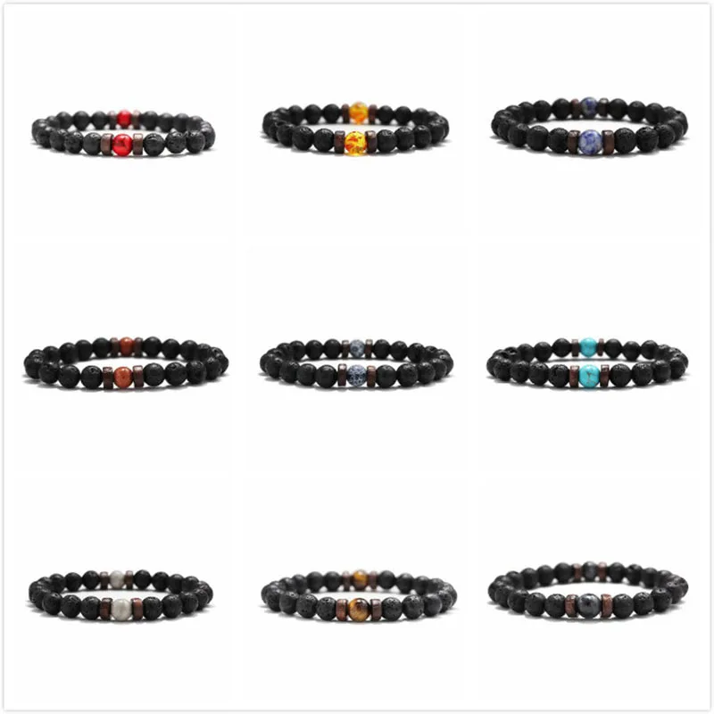 Модный хит продаж лавовый камень браслет из бисера в стиле Рок хип хоп рок