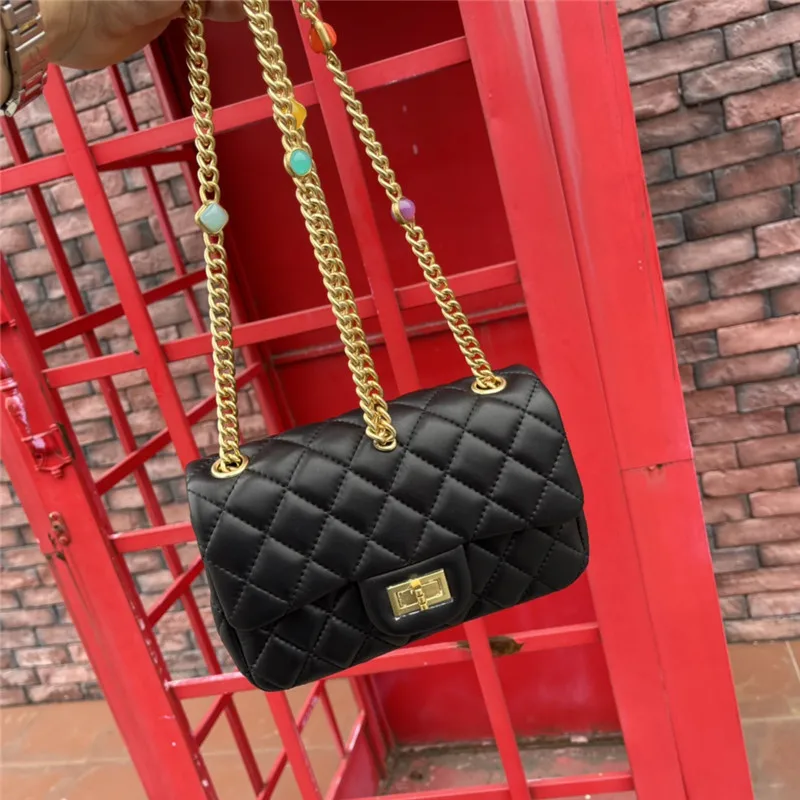 

Fashion small fragrance Diamond Gemstone versatile Mini chain women's bag Calf Leather Shoulder Messenger Bag Fashion