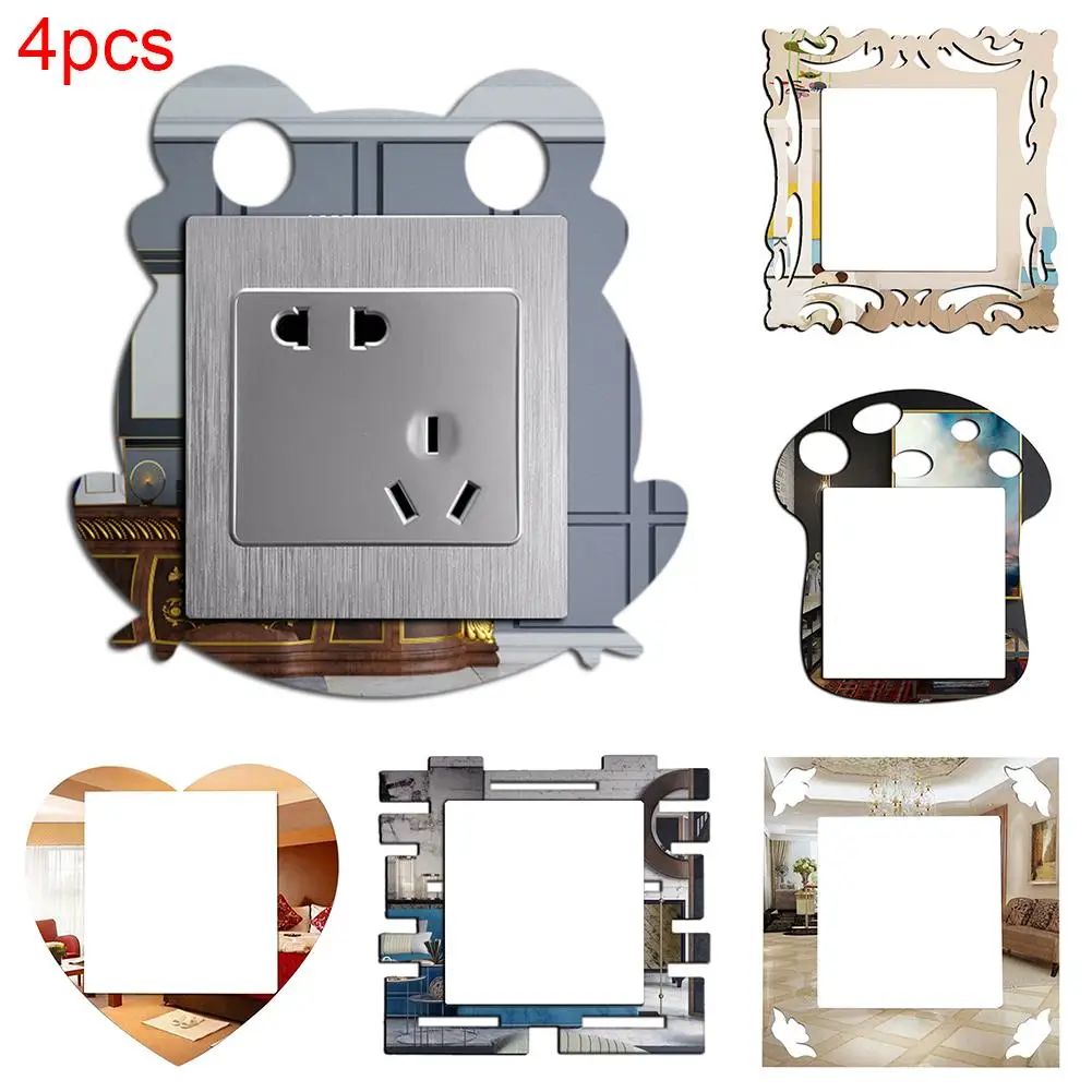 Новинка 4 шт. розетка для управления светом зеркальные наклейки на стену Наклейка