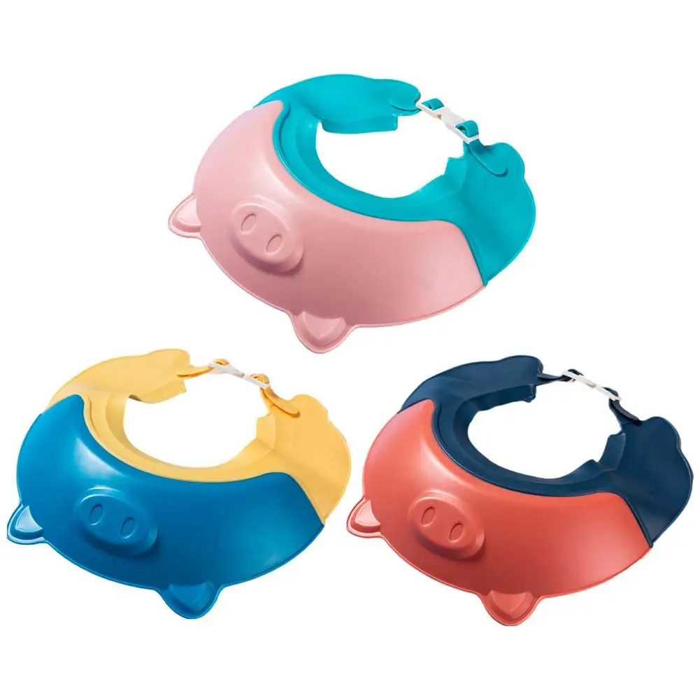 

Baby Bath Shower Soft Cap Adjustable Piggy-Shape Hair Wash Hat For Kids Ear Eye Protect Children Shampoo Bathing Shower Protect