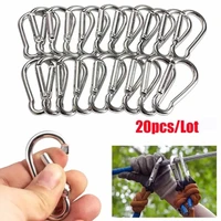 20pcs mini alloy spring carabiner snap hook carabiner clip keychain edc survival outdoor camping tools silver size 46233 5mm