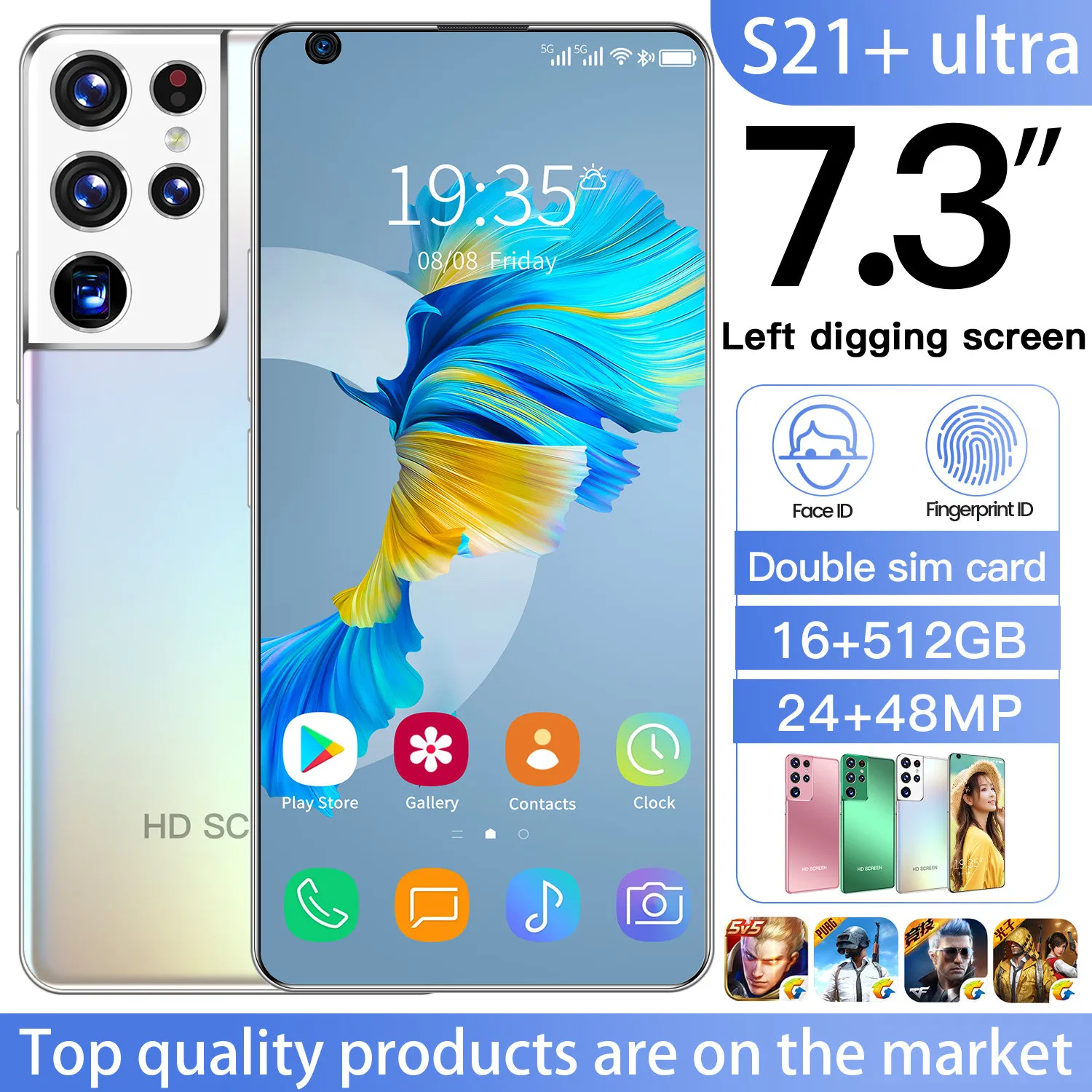 

Global Version S21 Ultra Smartphone 7.3 HD Inch Android 10.0 Mobile Phones 16GB+512GB Cellphones Celular 5G Phone