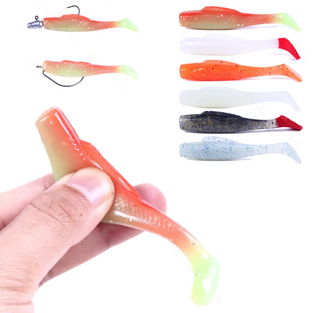 

6pcs/lot Silicone Soft Bait Worms Fishing Lures Jig Wobblers 8cm 5g T-Tail Rubber Artificial Easy Shiner Shads Bass Pesca Tackle