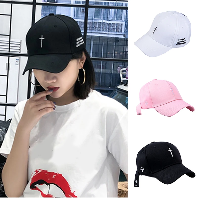 

Solid Color Casual Universal Letter Baseball Sports Cap Stylish Popular Peaked Sun Hat Simplicity Cross Embroidery Baseball Cap