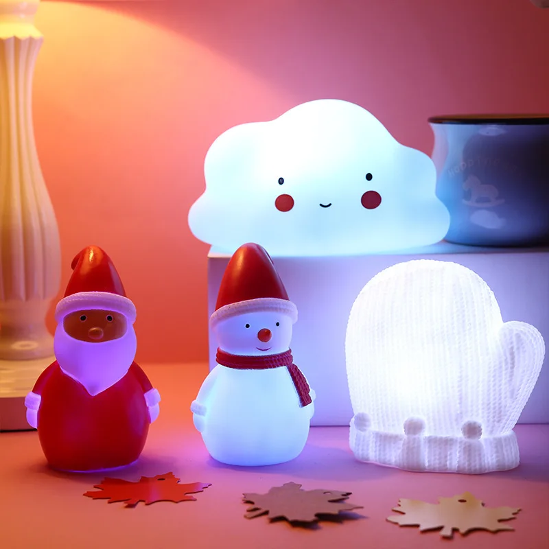 

2021 Cute Cartoons Kids Toys Glow LED Night Light Feeding Light Baby Sleeping Toy Kids Christmas Gifts for New Year Party Favors