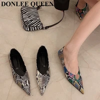 fashion snake pattern shoes women flat pointed toe shallow dress ballerinas flats ballet autumn casual loafers zapatillas mujer