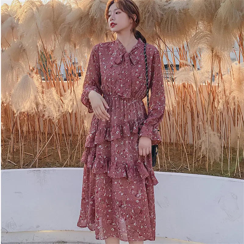 HziriP новые шифоновые стройные офисные женские 2020 винтажные с цветочным принтом на