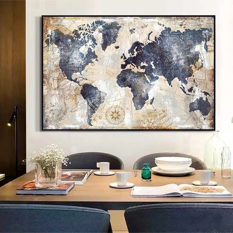 

Watercolor World Map Modular on Canvas Paintings Posters and Prints Hanging Wall Art Pictires for Living Room Home Decoration
