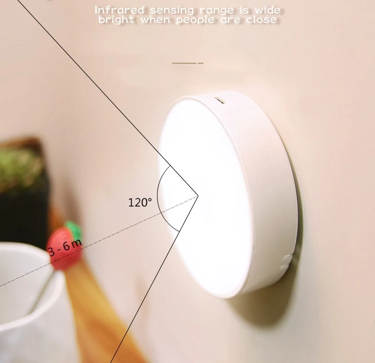 

LED Automatic Sensor Light Night Light USB Charging Induction Wireless Energy-Saving Bedroom Cabinet Light Somatosensory Light